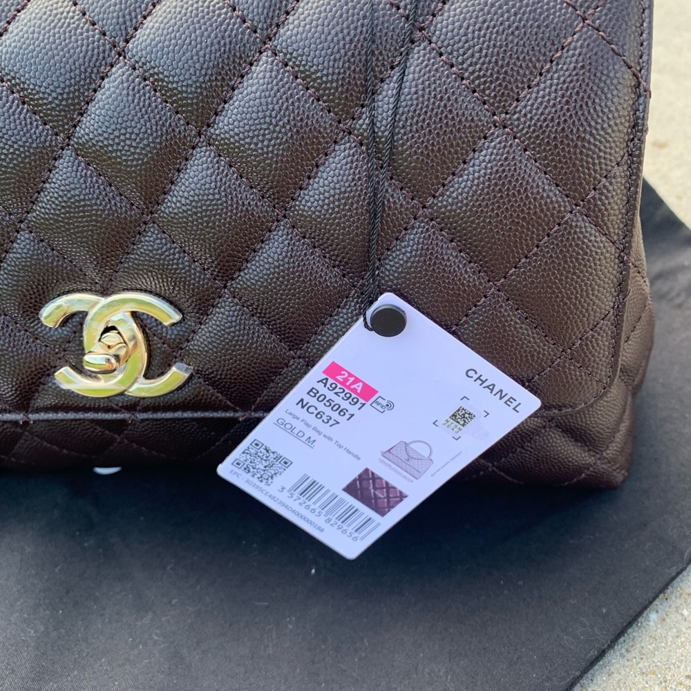 CHANEL Black Quilted Satchel with Gold Accents - Picture 11 of 11